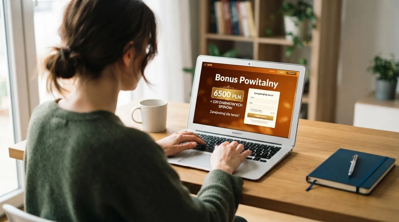 Ekran z warunkami bonusu powitalnego podczas rejestracji w kasynie online